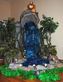Waterfall with Zion the Lion